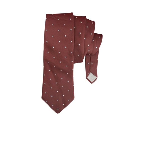 CHRISTIAN DIOR Brown Polka Dot Silk Tie 55"/ 3.5" EC - Picture 1 of 3